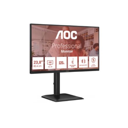AOC 24E4CV | 23.8 " | IPS | FHD | 16:9 | 120 Hz | 4 ms | 1920 x 1080 pixels | 300 cd/m² | Black