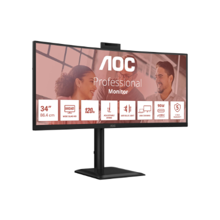 AOC CU34E4CW | 34 " | VA | UWQHD | 120 Hz | 4 ms | 3440 x 1440 pixels | 350 cd/m² | HDMI ports quant