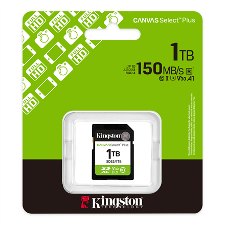 Kingston Canvas Select Plus | 1000 GB | SD | Flash memory class Class 10