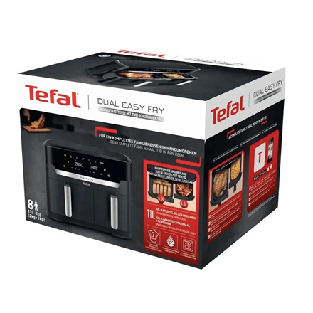 TEFAL | Air Fryer | EY942HE0 Easy Fry Dual XXL | Power 2700 W | Capacity 11 L | Black