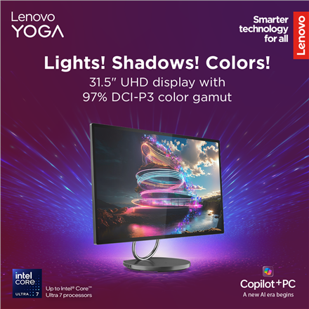 Lenovo Yoga AIO 32ILL10 31.5 UHD ULT7-258V/32GB/1TB/NVIDIA GF RTX 4050 6GB/WIN11 Pro/Nordic kbd/2Y W