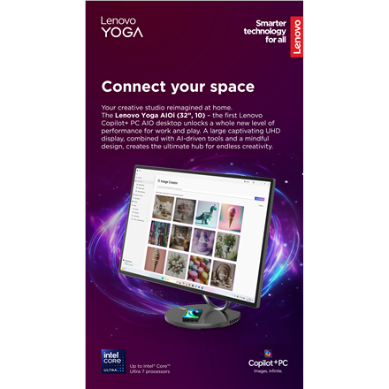 Lenovo Yoga AIO 32ILL10 31.5 UHD ULT7-258V/32GB/1TB/NVIDIA GF RTX 4050 6GB/WIN11 Pro/Nordic kbd/2Y W