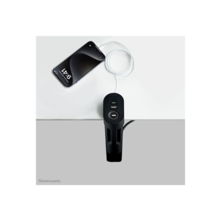 Neomounts DS22-840BL6 Desk socket with clamp and USB-C and USB-A ports - Quick charge | Neomounts