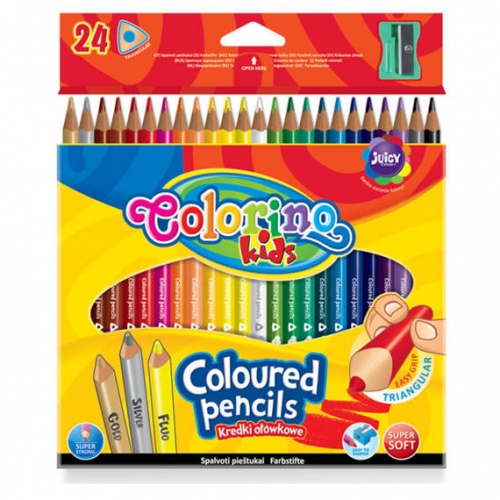 Colorino Kids Triangular coloured pencils 24 colours (with sharpener)