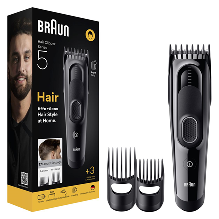 Braun Hair Clipper | HC5530 Series 5 | Cordless | Number of length steps 17 | Black