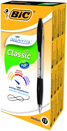 BIC Ballpoint pens ATLANTIS REFRSH 1.0 mm black, Box 12 pcs. 136717