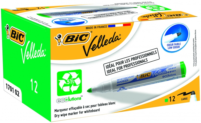BIC whiteboard marker VELL 1701, 1-5 mm, green, Box 12 pcs. 701023