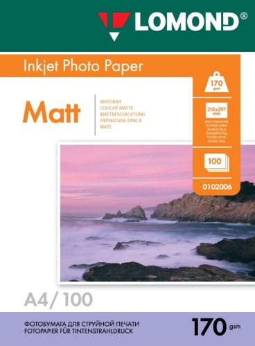 Lomond Photo Inkjet Paper Matte 170 g/m2 A4, 100 sheets, double sided