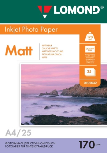 Lomond Photo Inkjet Paper Matte 170 g/m2 A4, 25 sheets, double sided