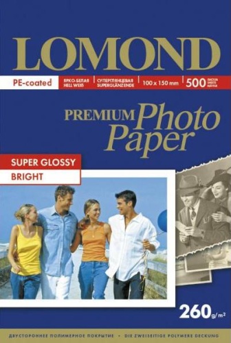 Lomond Premium Photo Paper Super Glossy 260 g/m2 10x15, 500 sheets, Bright