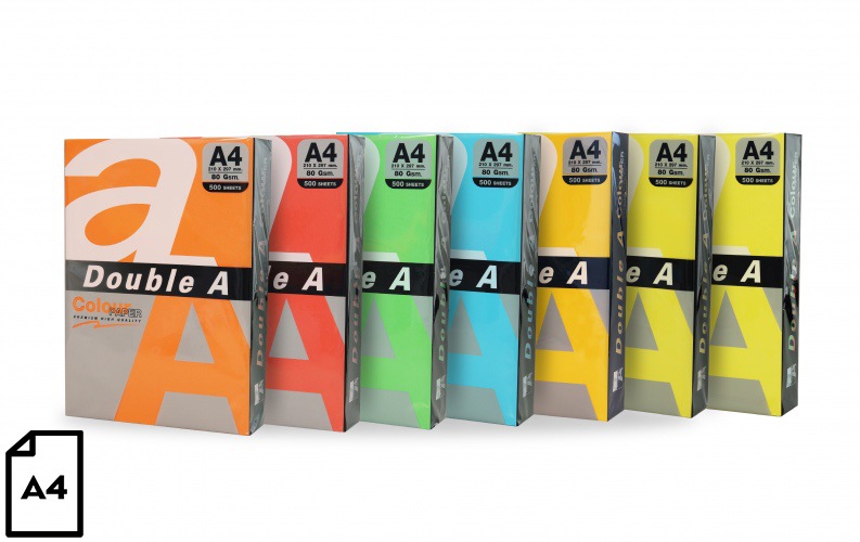 Colour paper Double A, 80g, A4, 500 sheets, Rainbow 5, 5 Colors