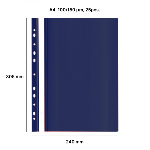 AD Class Perforated A4 Report File 100/150 dark blue 25pcs./pack.