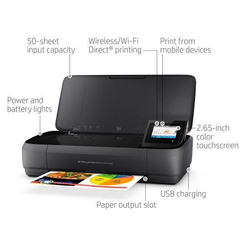 HP OfficeJet 250 Mobile All-in-One Spausdintuvas rašalinis Colour MFP A4 10 ppm USB Wi-Fi Bluetooth