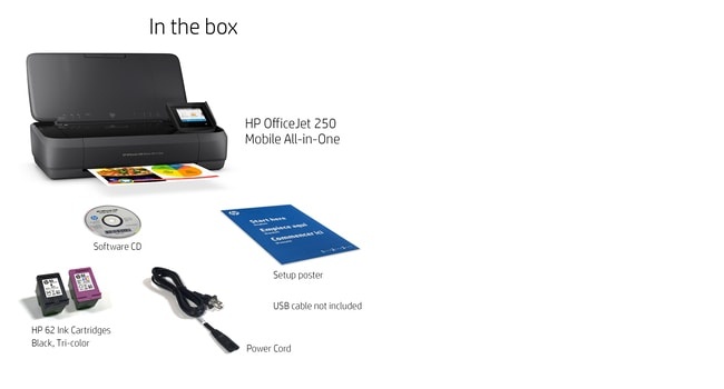 HP OfficeJet 250 Mobile All-in-One Spausdintuvas rašalinis Colour MFP A4 10 ppm USB Wi-Fi Bluetooth