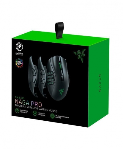 Razer Naga Pro Wireless Gaming mouse, RF Wireless, RGB Lighting, Optical 20000 DPI, Black