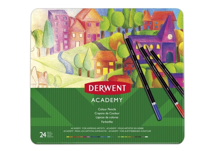 Derwent Academy Colouring Pencils 24 colours, Tin box
