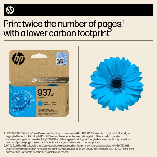 HP 937e EvoMore (4S6W6NE) Ink Cartridge, Cyan