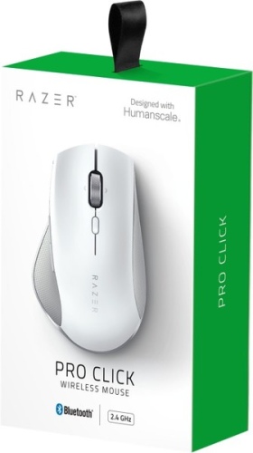 Razer Pro Click mouse, Right-hand, RF Wireless + Bluetooth, Optical 16000 DPI, Grey/White
