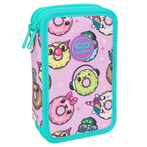 Double decker school pencil case with equipment Coolpack Jumper 2 Happy donuts