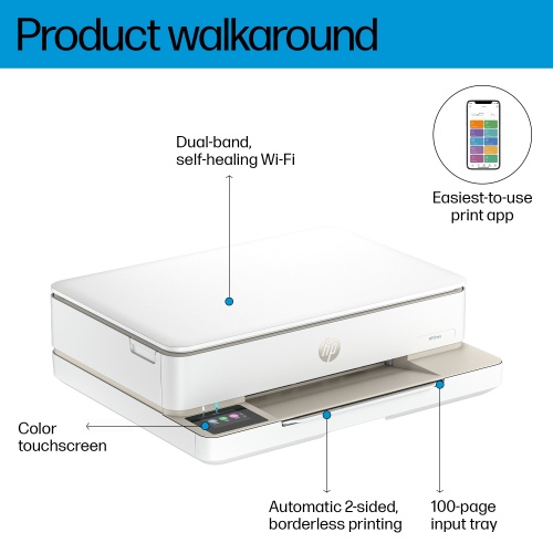 HP ENVY 6120e Printer Inkjet Colour MFP A4 10 ppm USB Wi-Fi