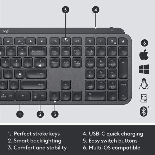 Logitech MX Keys Combo for Business Gen 2 - Keyboard, Palm Rest and Mouse set, Graphite