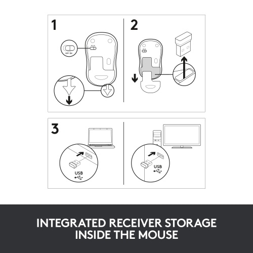 Logitech M185 Wireless Mouse, RF Wireless, 1000 DPI, Black/Grey