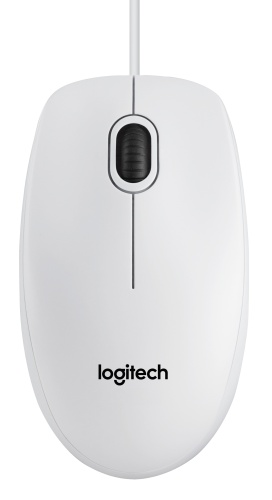 Logitech B100 Wired Mouse, USB Type-A, Optical, 1000 DPI, White