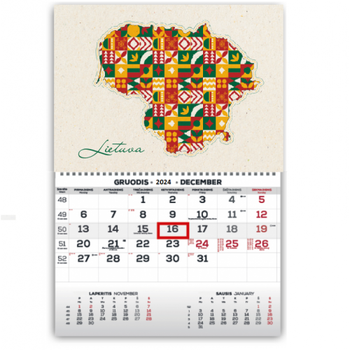 Wall Mounted Calendar Mono 30x43cm.