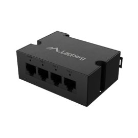 Lanberg Switch PoE Extender 1xIn 3xOut Gigabit Ethernet Din Rail BT 90W metal clips DIN-GE4-BT-90W