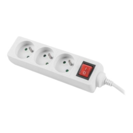 Lanberg Cable Power Strip 3M 3X French Outlets with Switch, Quality-Grade Copper PS1-03E-0300-W
