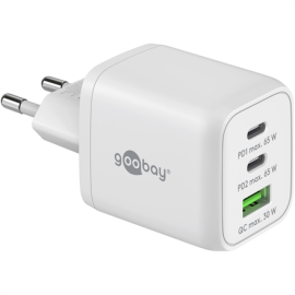 Goobay 65 W USB-C PD GaN Multiport Fast Charger Nano, White Goobay 65 W USB-C PD GaN Multiport Fast Charger Nano
