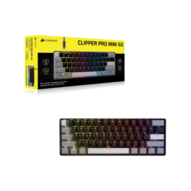 CORSAIR CLIPPER PRO MINI 60 Hall Effect Gaming Keyboard, Backlit RGB LED, CORSAIR MGX Core, Black PBT DS Keycaps Corsair