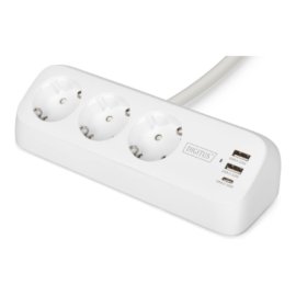 Digitus 3-way office socket strip with 2x USB-A and 1x USB-C connections DA-70626