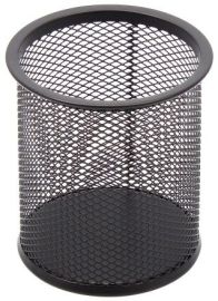 Pencil case Forpus, round, black, empty, perforated metal 1005-014