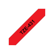 Brother | TZE-431 Laminated Tape | Black on Red | TZe | 8 m | 1.2 cm