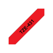 Brother | TZE-431 Laminated Tape | Black on Red | TZe | 8 m | 1.2 cm
