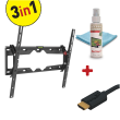 Barkan 3 in 1 Combo: Flat /Curved TV Wall Mount + Screen Cleaner + HDMI Cable CM310+ Wall Mount