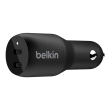 Belkin Dual USB-C Car Charger 36W BOOST CHARGE Black