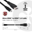 CABLE MICRO HDMI TO HDMI 1M/M/M CAC-1351 CLUB3D