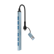 Gembird 7-port USB hub (1x USB 3.2 + 6x USB 2.0), USB-A + USB-C, Silver UHB-ACM-U3P1U2P6-01