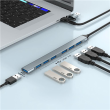 Gembird 7-port USB hub (1x USB 3.2 + 6x USB 2.0), USB-A + USB-C, Silver UHB-ACM-U3P1U2P6-01