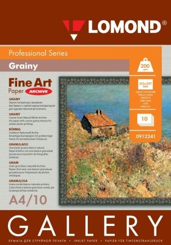 Lomond Fine Art Paper Gallery Grainy 200g/m2 A4, 10 sheets, Coarse Natural White Archive