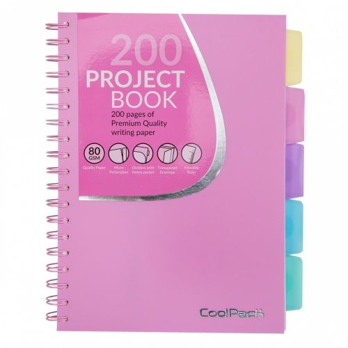 Coolpack spiral note book B5, PP, 200 pages, square, pastel pink