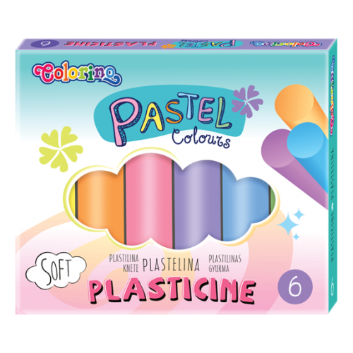 Colorino Pastel plasticine 6 colours round