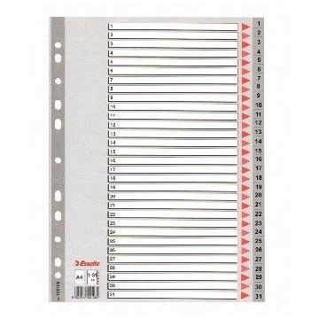 Divider Esselte PP, A4, numbers 1-31, plastic