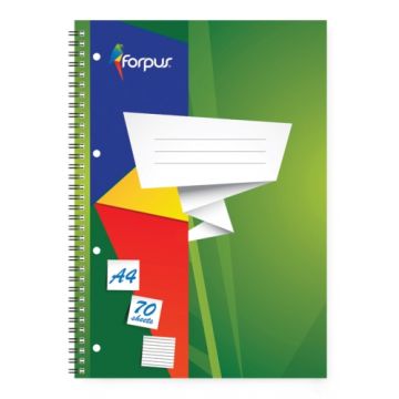 Exercise book with spiral  Forpus, A4/70, lined, soft cover  0722-022