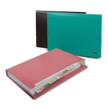 File folder with rubbers Forpus, A4, plastic, black, 12 compartments 0816-024