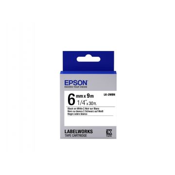 Epson LK-2WBN (C53S652003) Labelling Tape, Standard, Black on White, 6mm 9m