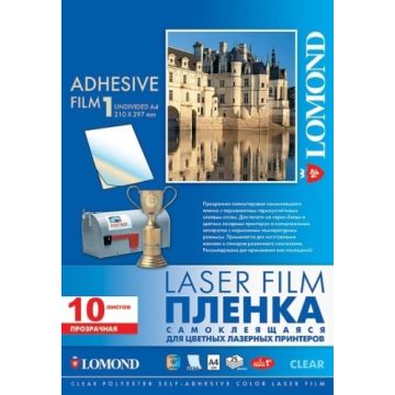 Lomond PET Film for laser printers, Transparent Clear Glossy, Self-Adhesive A4, 10 sheets