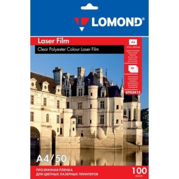 Lomond PET Film for b/w &amp; color laser printers Clear A4, 50 sheets